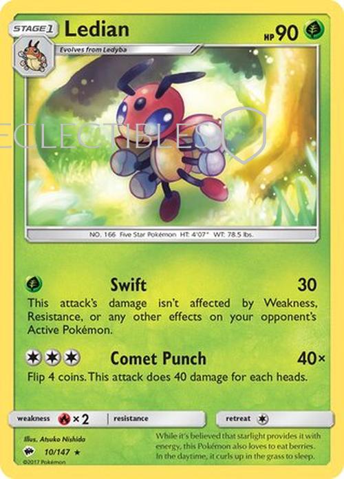Pokemon Burning Shadows 010/147 Ledian Reverse Holo