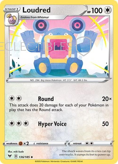 Pokemon Vivid Voltage 136/185 Loudred Reverse Holo