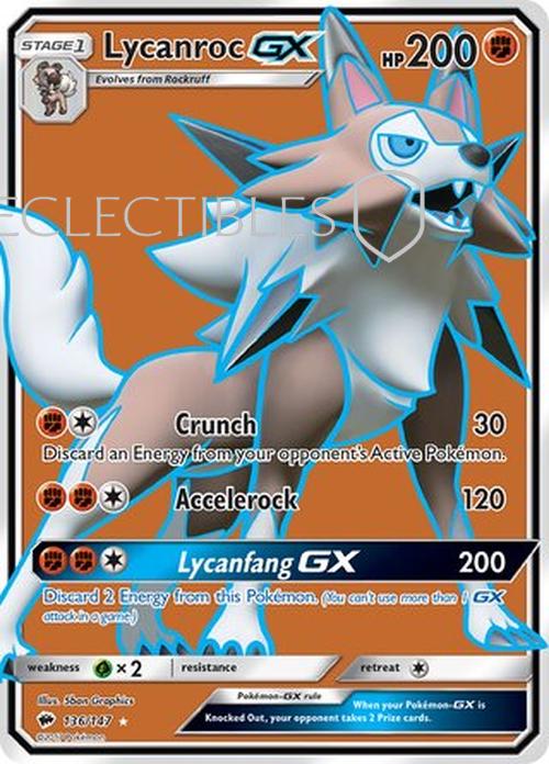 Pokemon Burning Shadows 136/147 LycanrocGX Reverse Holo