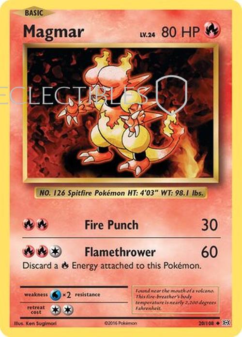 Pokemon evolutions 020/108 Magmar Reverse Holo
