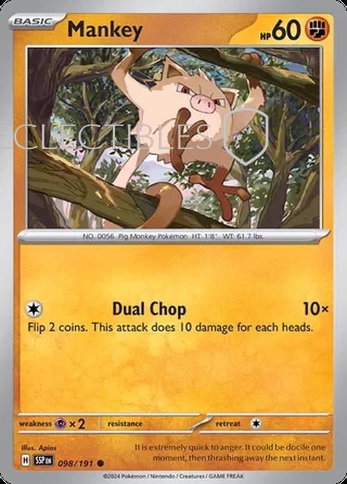 Pokemon Surging Sparks 098/191 Mankey Reverse Holo
