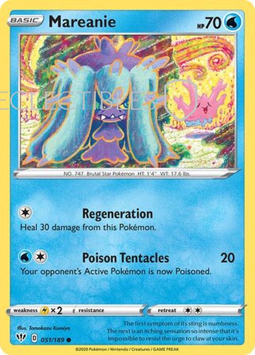 Pokemon Darkness Ablaze 051/189 Mareanie  Reverse Holo