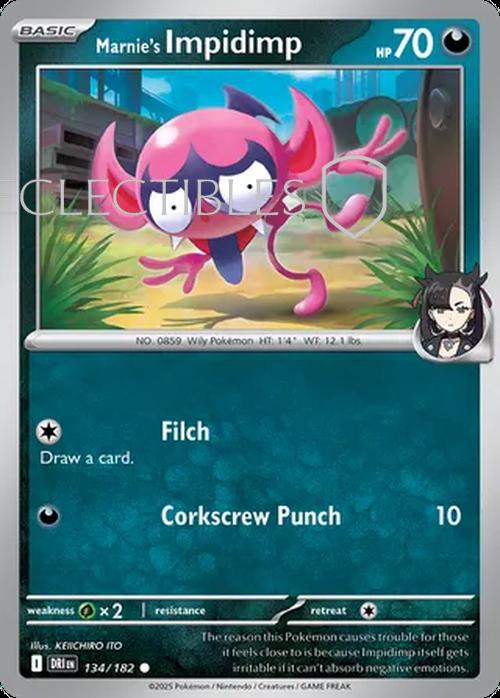 Pokemon Destined Rivals 134/182 Marnies Impidimp Reverse Holo