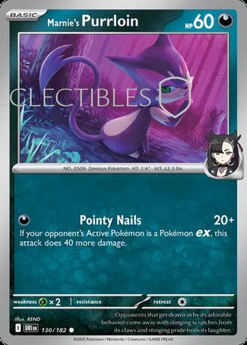 Pokemon Destined Rivals 130/182 Marnies Purrloin Reverse Holo