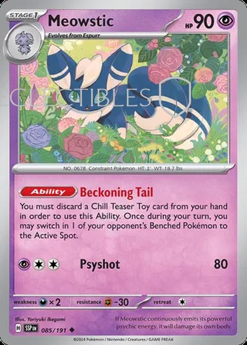 Pokemon Surging Sparks 085/191 Meowstic  Reverse Holo