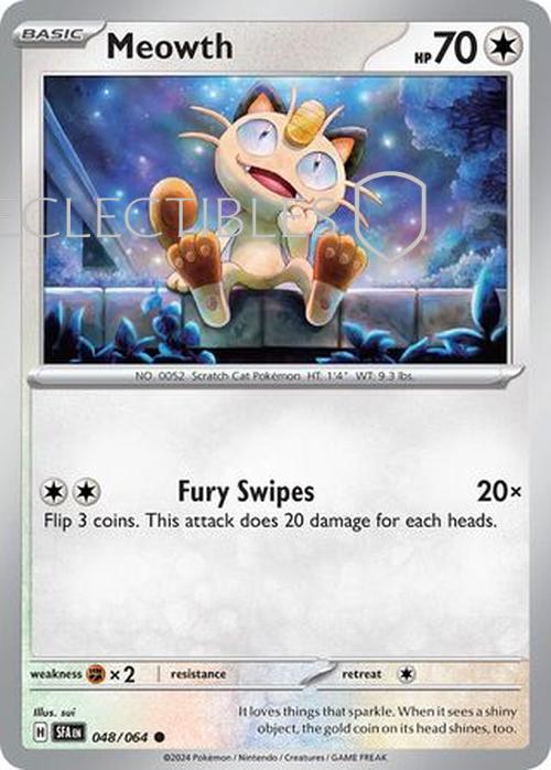 Pokemon Shrouded Fable 048/064 Meowth Reverse Holo