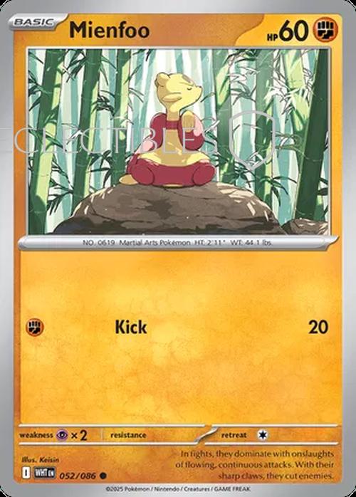 Pokemon White Flare 052/086 Mienfoo Reverse Holo