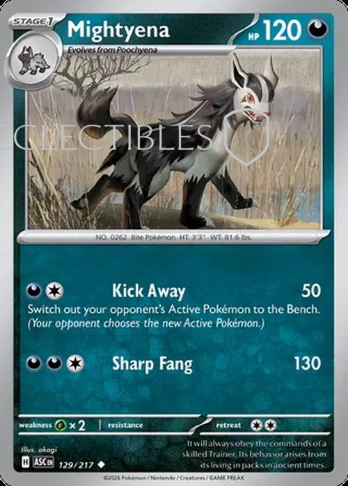 Pokemon Ascended Heroes 129/217 Mightyena Reverse Holo
