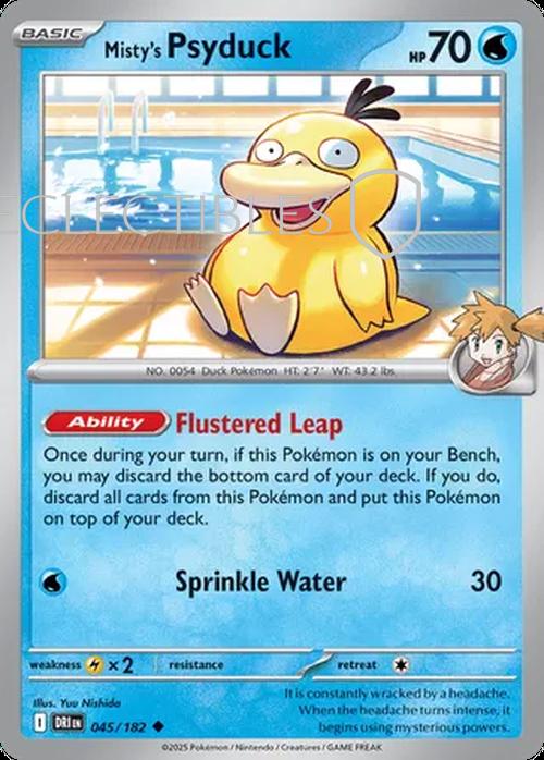 Pokemon Destined Rivals 045/182 Mistys Psyduck Reverse Holo