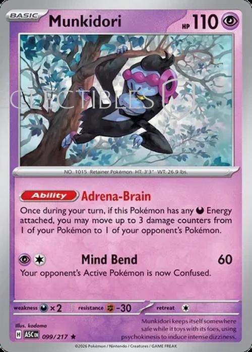 Pokemon Ascended Heroes 099/217 Munkidori Reverse Holo