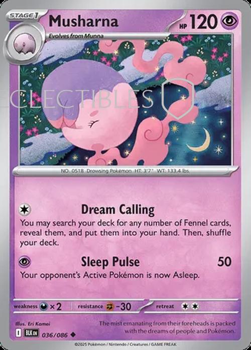 Pokemon Black Bolt 036/086 Musharna Reverse Holo
