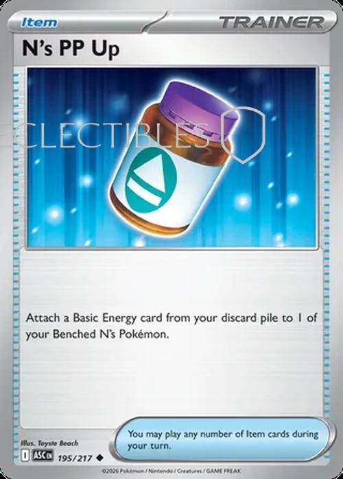 Pokemon Ascended Heroes 195/217 Ns PP Up Reverse Holo