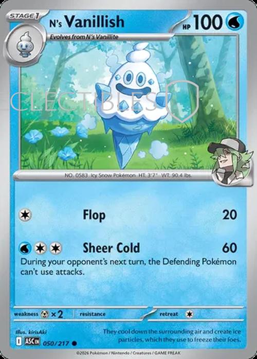 Pokemon Ascended Heroes 050/217 Ns Vanillish Reverse Holo