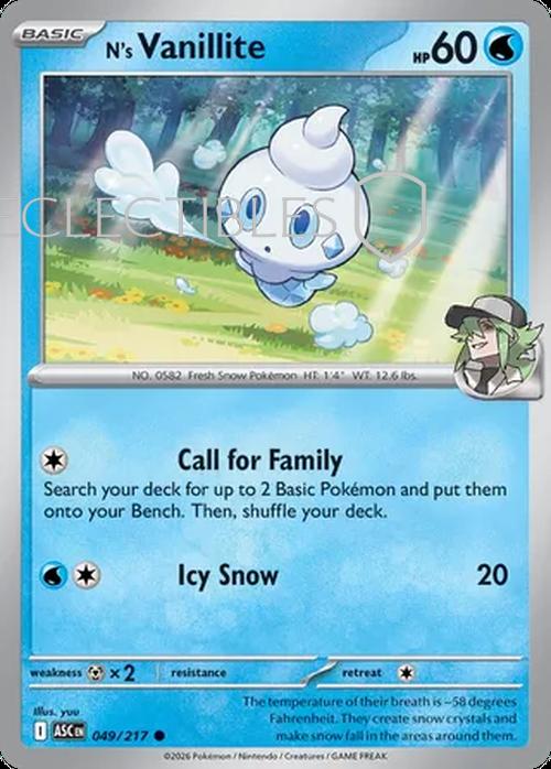 Pokemon Ascended Heroes 049/217 Ns Vanillite Reverse Holo