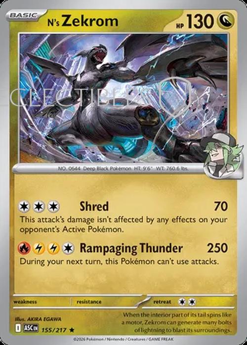 Pokemon Ascended Heroes 155/217 Ns Zekrom Reverse Holo
