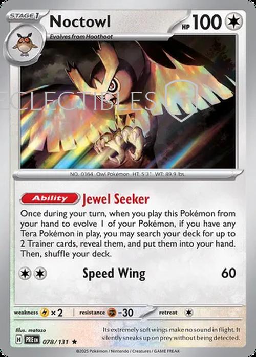 Pokemon Prismatic Evolutions 078/131 Noctowl Holo