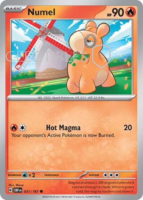 Pokemon Obsidian Flame 031/197 Numel Reverse Holo