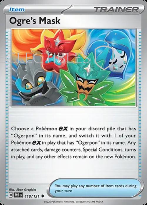 Pokemon Prismatic Evolutions 118/131 Ogre's Mask Reverse Holo