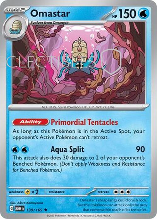 Pokemon Scarlet & Violet 151 139/165 Omastar Holo