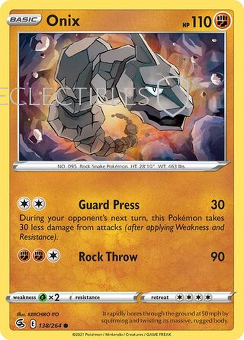 Pokemon Fusion Strike 138/264 Onix  Reverse Holo