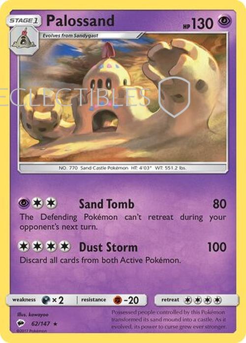 Pokemon Burning Shadows 062/147 Palossand Reverse Holo