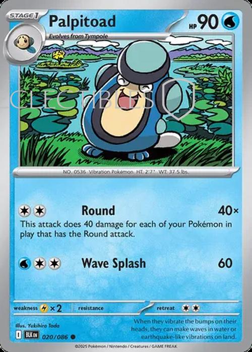 Pokemon Black Bolt 020/086 Palpitoad Reverse Holo