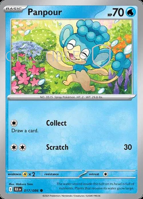 Pokemon Black Bolt 017/086 Panpour Reverse Holo