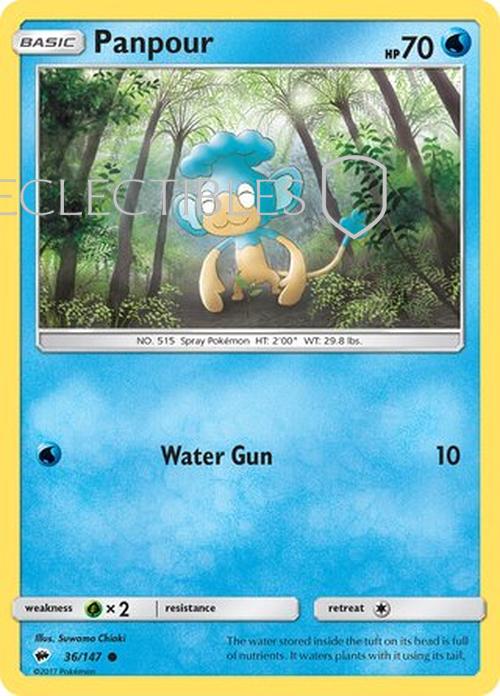 Pokemon Burning Shadows 036/147 Panpour Reverse Holo