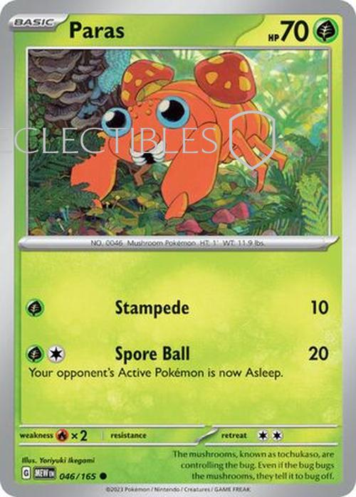 Pokemon Scarlet & Violet 151 046/165 Paras  Reverse Holo