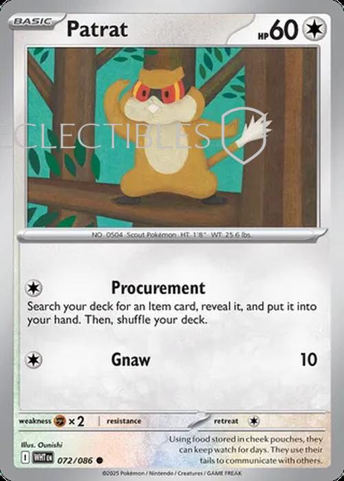 Pokemon White Flare 072/086 Patrat Reverse Holo
