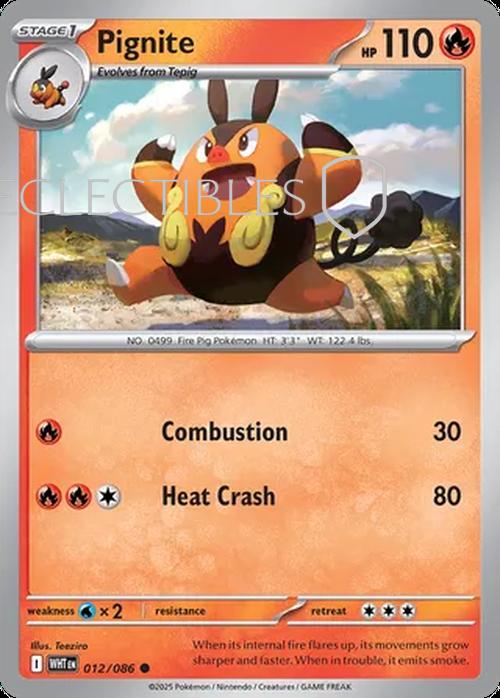Pokemon White Flare 012/086 Pignite Reverse Holo