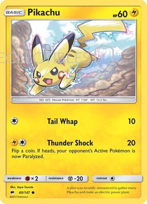 Pokemon Burning Shadows 040/147 Pikachu Reverse Holo