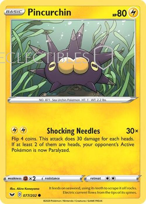 Pokemon Sword & Shield 077/202 Pincurchin  Reverse Holo