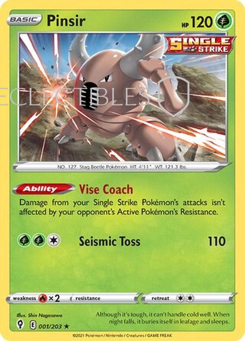 Pokemon Evolving Skies 001/203 Pinsir  Reverse Holo
