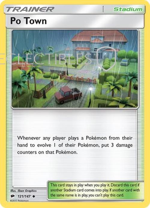 Pokemon Burning Shadows 121/147 Po Town Reverse Holo