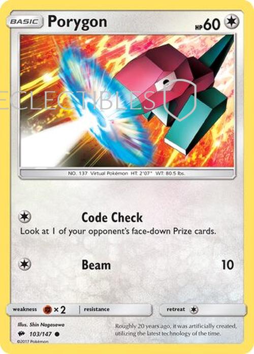 Pokemon Burning Shadows 103/147 Porygon Reverse Holo