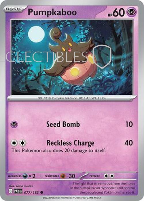 Pokemon Paradox Rift 077/182 Pumpkaboo Reverse Holo