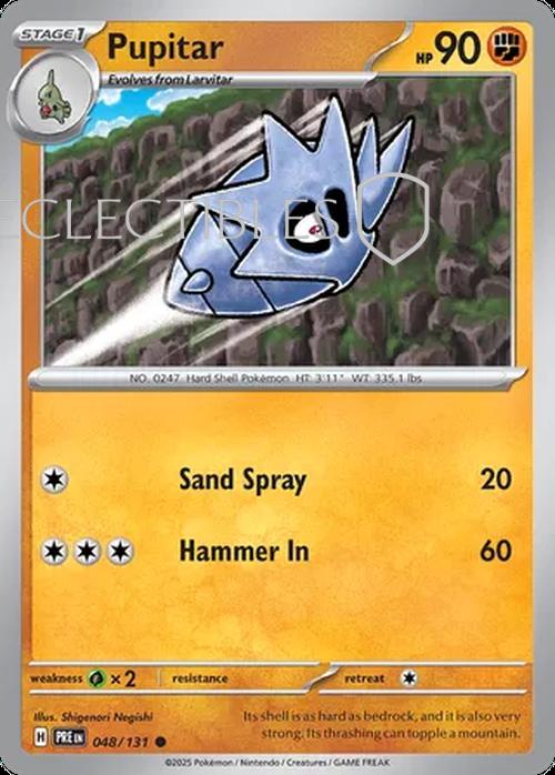 Pokemon Prismatic Evolutions 048/131 Pupitar Reverse Holo