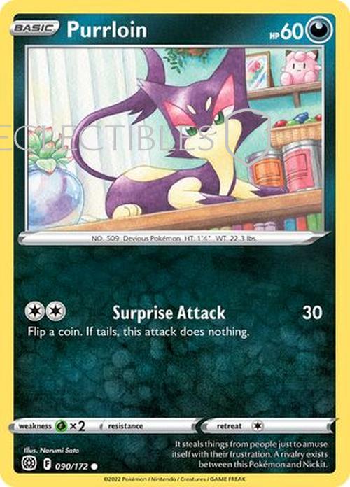 Pokemon Brilliant Stars 090/172 Purrloin  Reverse Holo