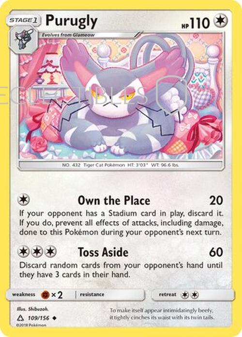 Pokemon Ultra Prism 109/156 Purugly Reverse Holo