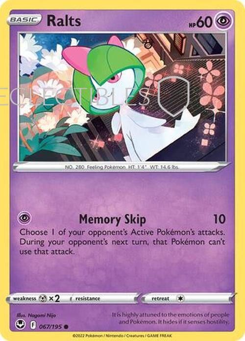 Pokemon Silver Tempest 067/195 Ralts  Reverse Holo