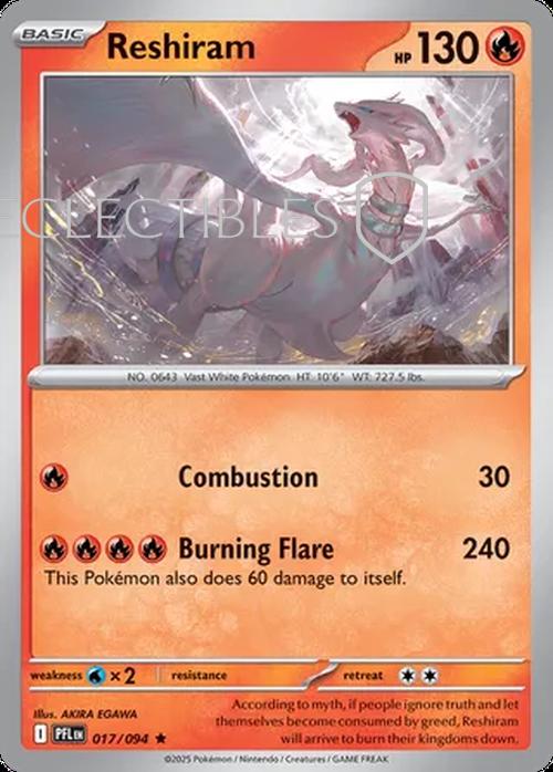 Pokemon Phantasmal Flames 017/094 Reshiram Reverse Holo