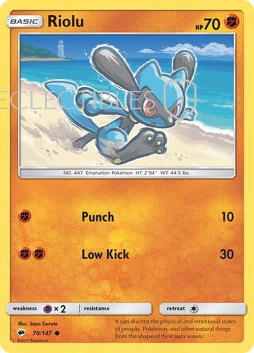 Pokemon Burning Shadows 070/147 Riolu Reverse Holo