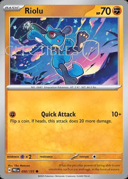 Pokemon Prismatic Evolutions 050/131 Riolu Reverse Holo