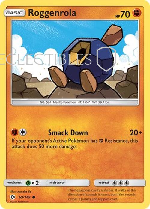 Pokemon Sun & Moon 069/149 Roggenrola  Reverse Holo