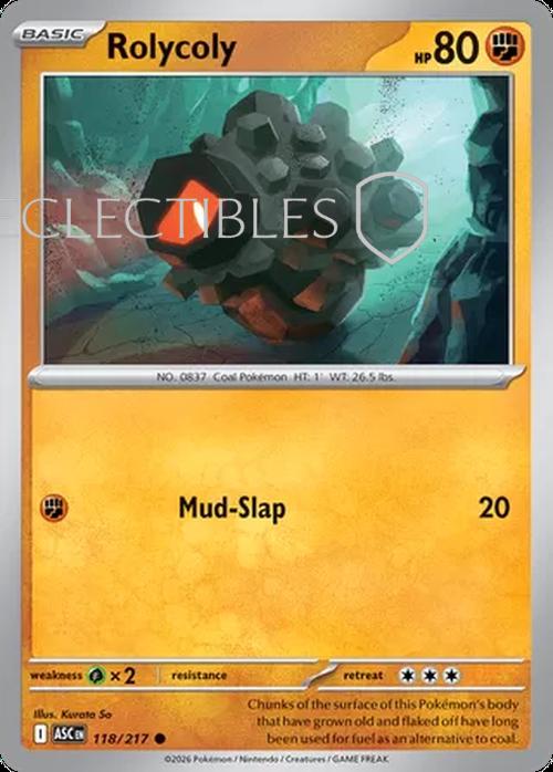 Pokemon Ascended Heroes 118/217 Rolycoly Reverse Holo