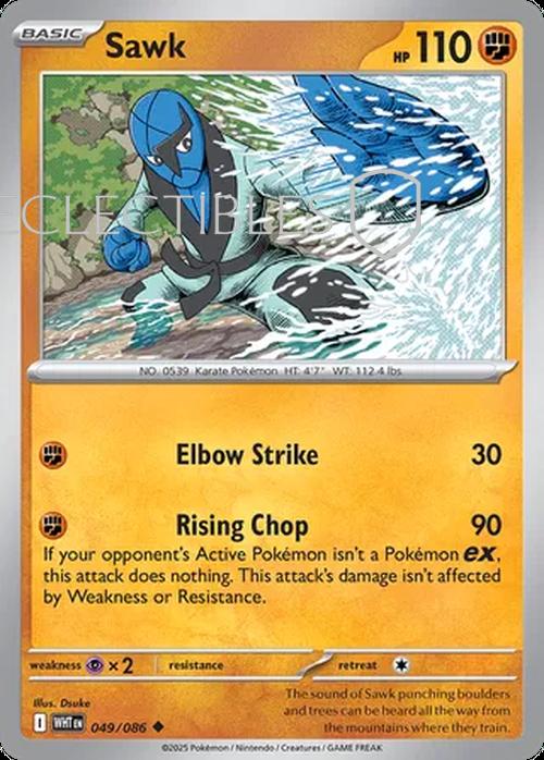 Pokemon White Flare 049/086 Sawk Reverse Holo