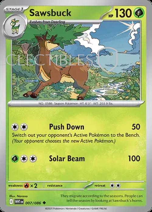 Pokemon White Flare 007/086 Sawsbuck Reverse Holo