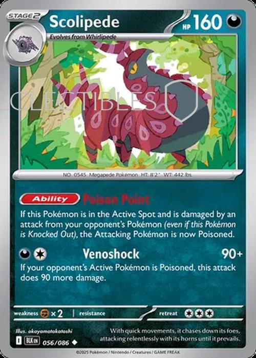 Pokemon Black Bolt 056/086 Scolipede Reverse Holo