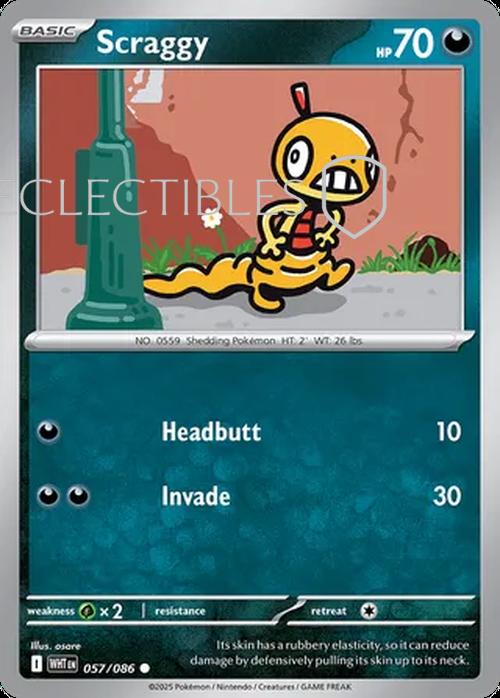 Pokemon White Flare 057/086 Scraggy Reverse Holo